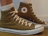 olivehi17  Wearing olive green high top chucks, right view 1.