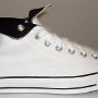 Optical White High Top Chucks  Outside view of a right rolled down optical white and black high top.