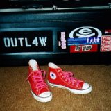 Outl4w  Bobby's red high top chucks with red shoelaces.