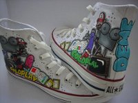 Hand Painted or Tie-Dyed High Top Chucks  Cold Play design painted on optical white high tops.