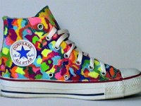 Hand Painted or Tie-Dyed High Top Chucks  Custom painted white high top, inside patch view.