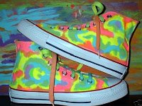 Hand Painted or Tie-Dyed High Top Chucks  Abstract painted high tops, shot 1.