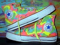 Hand Painted or Tie-Dyed High Top Chucks  Abstract painted high tops, shot 2.