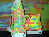 Hand Painted or Tie-Dyed High Top Chucks  Abstract painted high tops, shot 3.