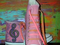 Hand Painted or Tie-Dyed High Top Chucks  Music themed painted chucks, shot 2.