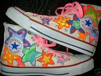 Hand Painted or Tie-Dyed High Top Chucks  Rock star pattern high tops, view 2.