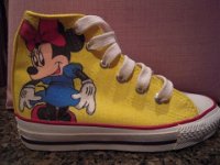 Hand Painted or Tie-Dyed High Top Chucks  Minnie Mouse painted on kids optical white high top chucks.