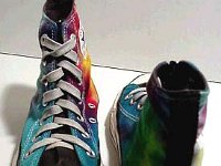 Hand Painted or Tie-Dyed High Top Chucks  Tie dyed black high tops, front and rear views.