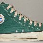 Pine Green HIgh Top Chucks  Inside patch view of a left made in USA pine green high top.