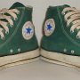 Pine Green HIgh Top Chucks  Angled front view of made in USA pine green high top chucks.