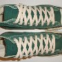 Pine Green HIgh Top Chucks  Top view of made in USA pine green high top chucks.