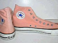 Pink High Top and Low Cut Chucks  Peach high tops, rear and inside patch views.
