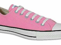 Pink High Top and Low Cut Chucks  Pink low cut, side view.