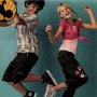 Chucks Worn By Prre-Teen Boys and Girls in Ads  Boy wearing distressed black high tops and girl wearing club print low tops.
