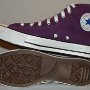 Purple High Top Chucks  Inside patch and sole views of purple passion high tops.