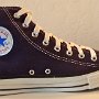 Purple High Top Chucks  Inside patch view of a left made in USA purple high top.