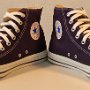 Purple High Top Chucks  Angled front view of made in USA purple high tops.