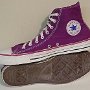 Purple HIgh Top Chucks  Vintage purple high tops, inside patch and sole views.