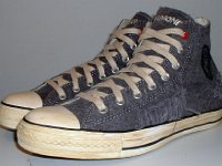 The Ramones High Top Chucks  Angled side view of Ramone's high tops with hemp laces.