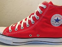 2017 Core Red High Top Chucks  Inside patch view of a right 2017 red high top.
