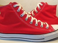 2017 Core Red High Top Chucks  Outside views of 2017 red high tops.
