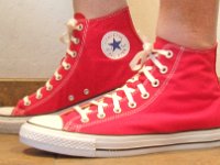 2017 Core Red High Top Chucks  Wearing 2017 red high tops, left side view 1.