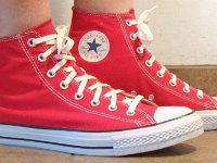 2017 Core Red High Top Chucks  Wearing 2017 red high tops, right side view 1.