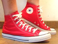 2017 Core Red High Top Chucks  Wearing 2017 red high tops, right side view 2.