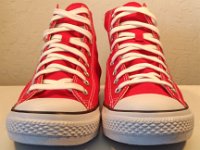 2017 Core Red High Top Chucks  Front view of 2017 red high tops.