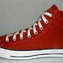 Red High Top Chucks  Outside view of a left picante red high top.