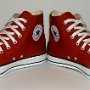 Red High Top Chucks  Angled inside patch view of picante red high tops.