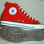 Red High Top Chucks  Inside patch and sole views of made in USA red high tops.