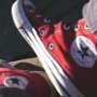 Red High Top Chucks  Wearing red high top chucks, inside patch views.