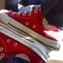 Red High Top Chucks  Wearing red high top chucks, inside patch views.