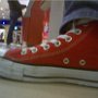 Red High Top Chucks  Wearing red high top chucks in a mall.