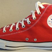 Red Days Ahead High Top Chucks  Inside patch view of the right red days ahead high top.