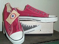 Red Low Cut Chucks  New unlaced red low cuts made in the early 1990s with box.