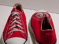 Red Low Cut Chucks  Red low cuts, front and rear views.