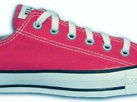 Red Low Cut Chucks  Right red low cut, outside view.