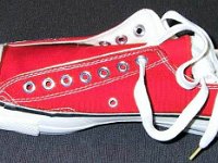 Red Low Cut Chucks  New vintage right red low cut, side and top view.