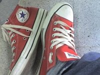 Red Low Cut Chucks  Wearing red high top and low cut chucks.
