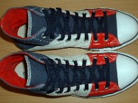 Red White and Blue TriColor High Tops  Top view