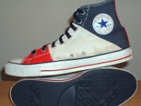 Red White and Blue TriColor High Tops  Inside patch and sole views