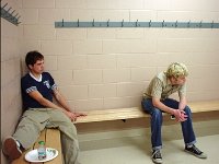 Relient K  Band members in a dressing room.