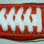 White Retro Shoelaces  Red low top chuck with white retro laces.