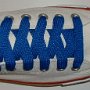 Royal Blue Retro Shoelaces  Optical white low top chuck with royal blue retro laces.