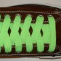 Neon Lime Retro Shoelaces  Chocolate brown low top chuck with neon lime retro laces.