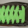 Neon Lime Retro Shoelaces  Charcoal gray low top chuck with neon lime retro laces.