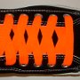 Neon Orange Retro Shoelaces  Black low top chuck with neon orange retro laces.