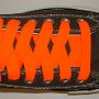 Neon Orange Retro Shoelaces  Charcoal gray low top chuck with neon orange retro laces.